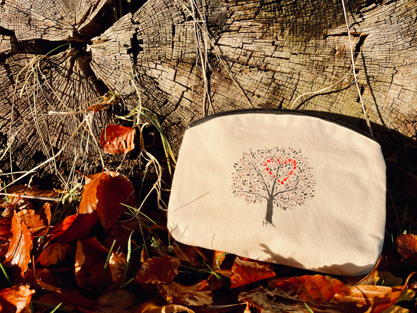 Tree Love // Natural Canvas Zip Pouches
