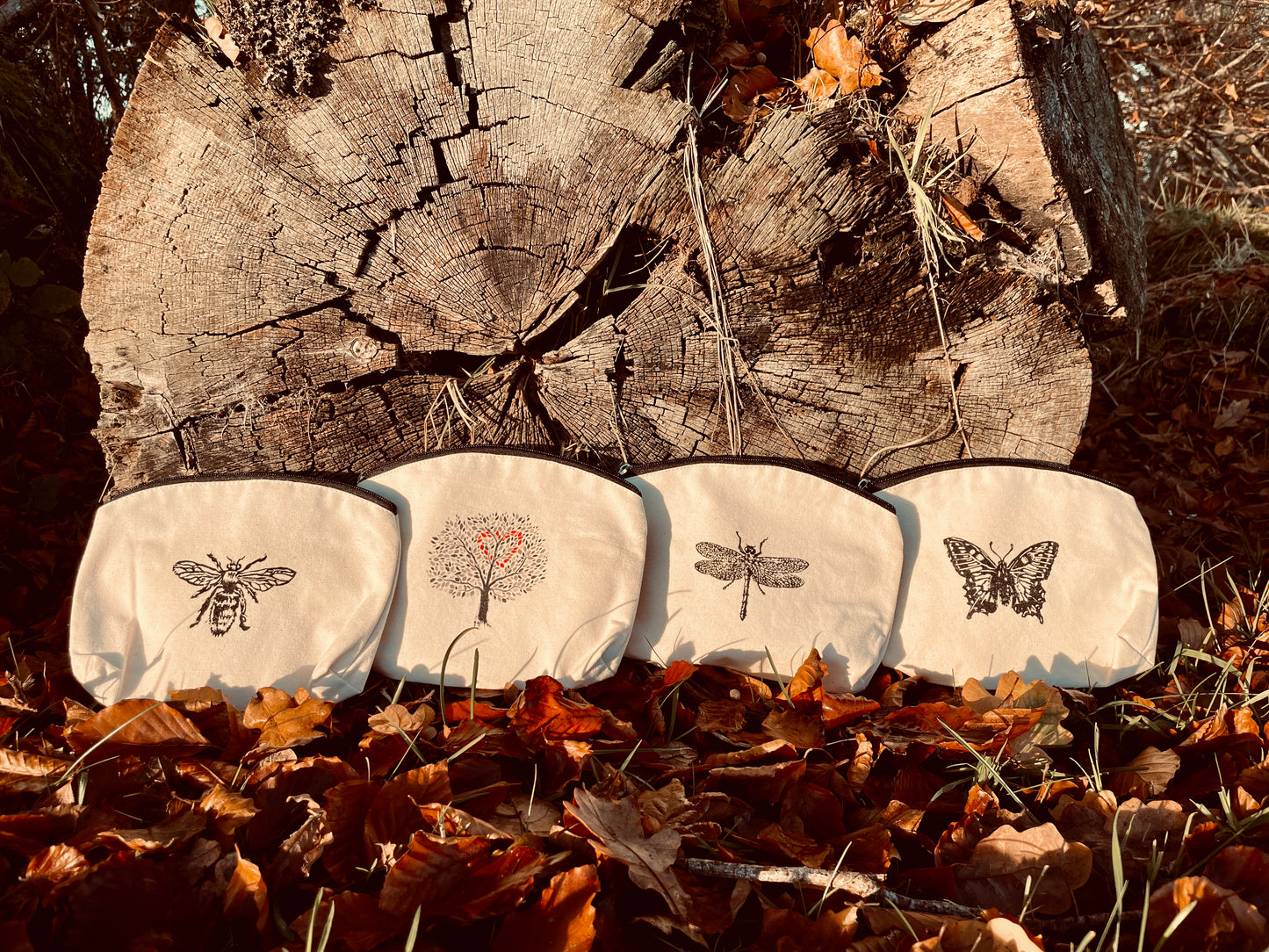 Tree Love // Natural Canvas Zip Pouches