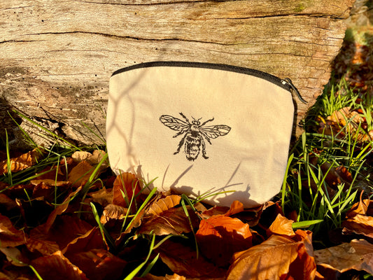 Bee // Natural Canvas Zip Pouches