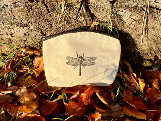 Dragonfly // Natural Canvas Zip Pouches