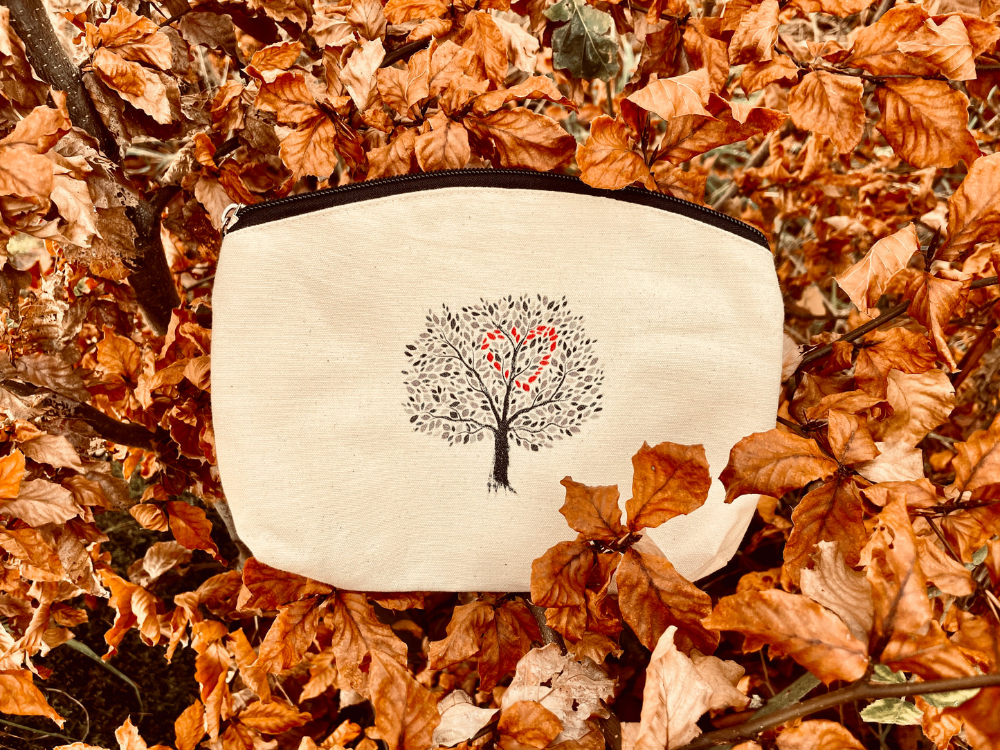 Tree Love // Natural Canvas Zip Pouches