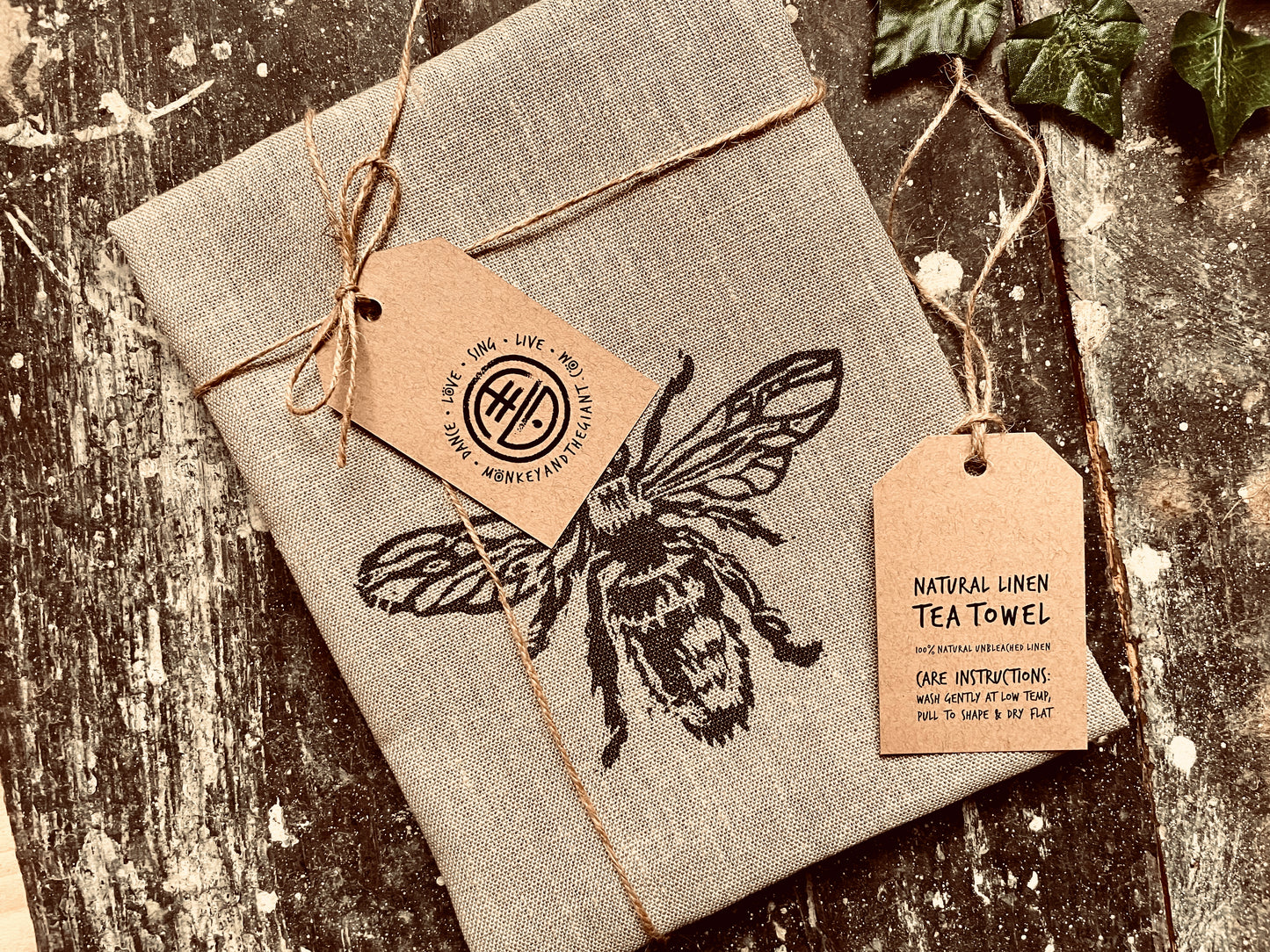 Bee // Natural Linen Tea Towel